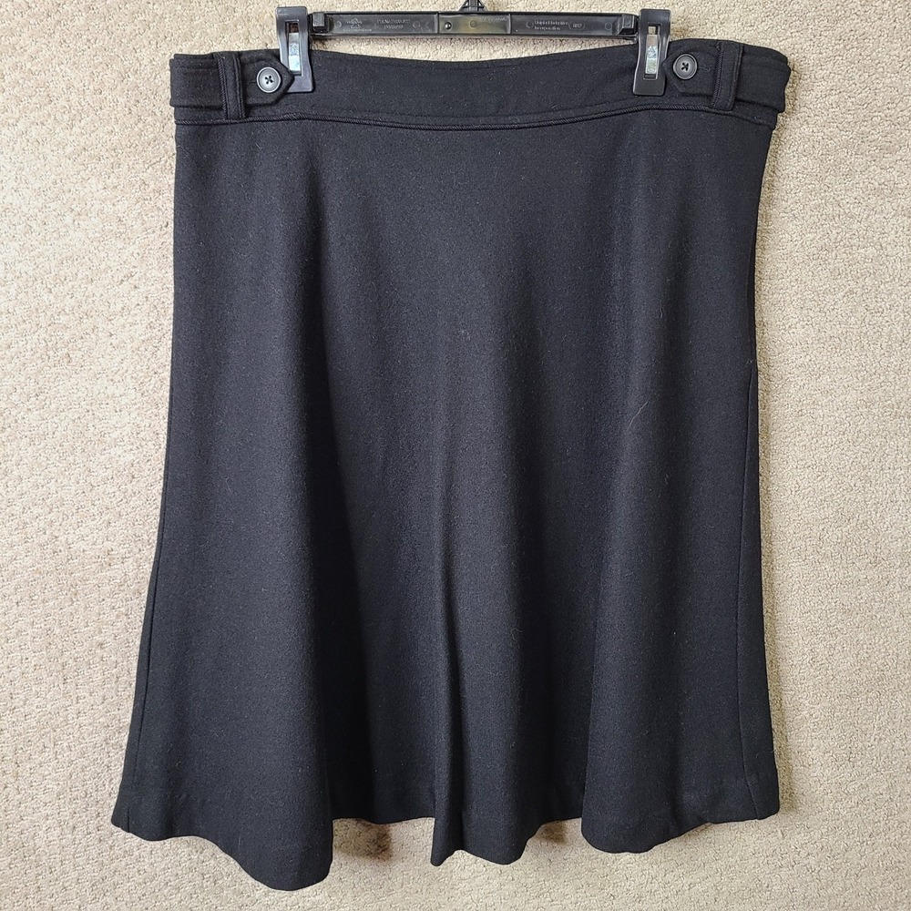 Merona Skirt Womens 16‎ Black A Line Button Detail Wool Blend Casual Career